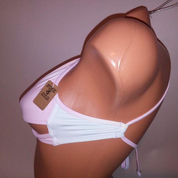 Victoria Secret PINK Swim Bikini Top XS Pastel Tie Dye Fade Wrap Halter String - Picture 6 of 16